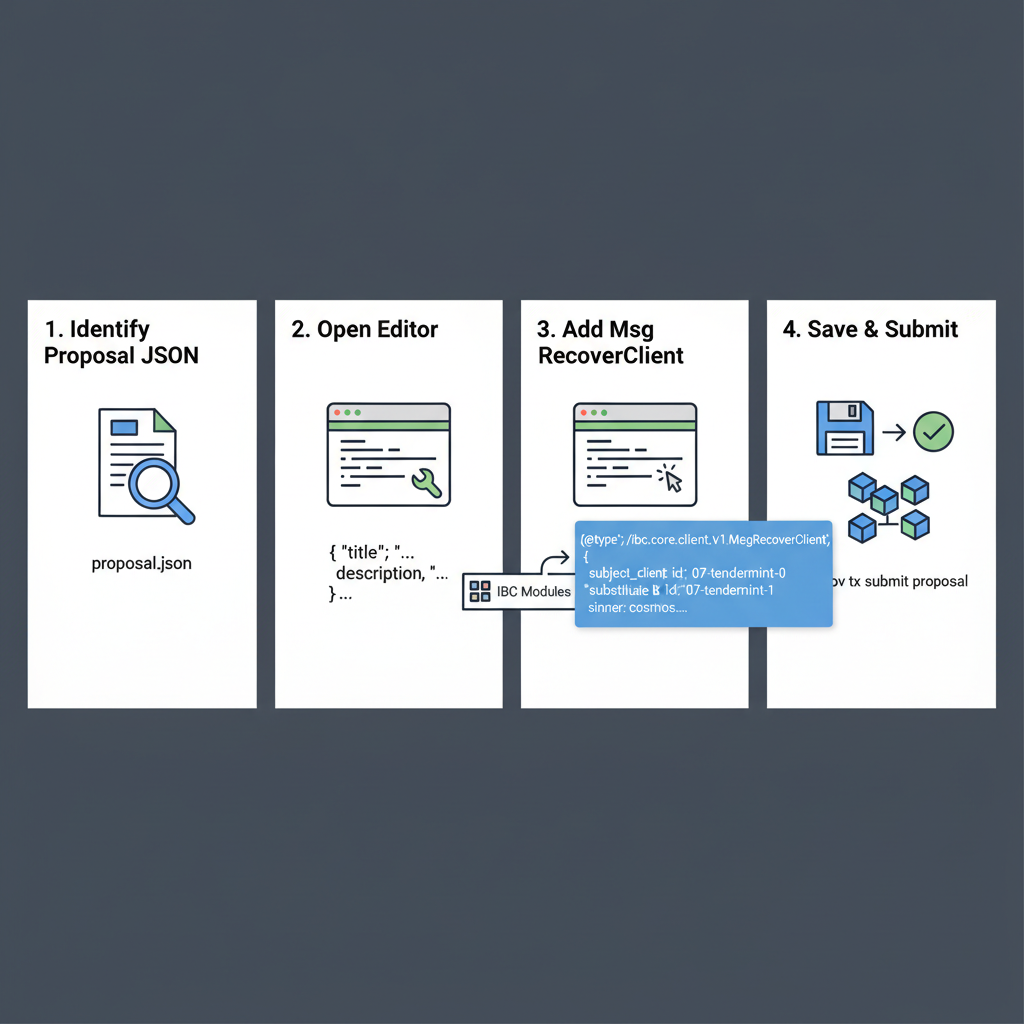 Editing governance proposal JSON with MsgRecoverClient details