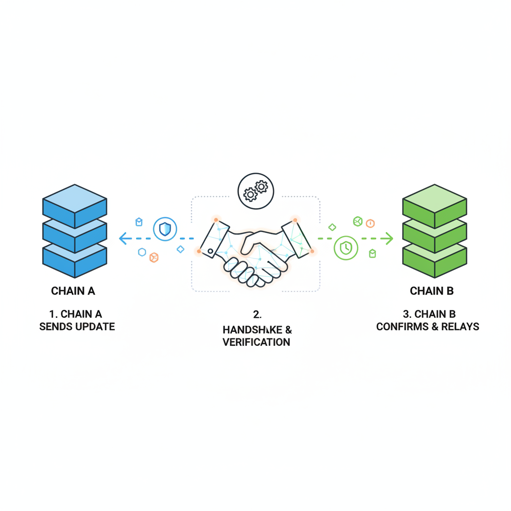 Light client update handshake between blockchains